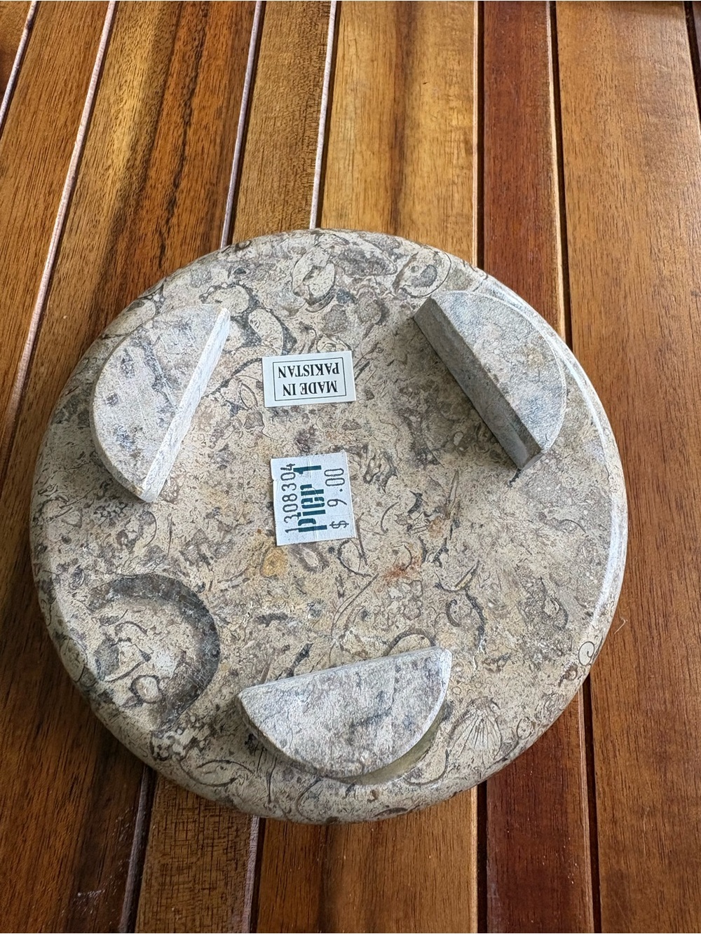 Round Marble Plant Stand Footed Stone Pillar Candle Holder Pier 1 - Pakistan - Picture 2 of 5